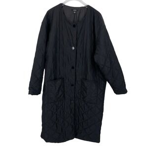 Alfani Long Quilted Lightweight Coat Womens XL Snap Front Collarless